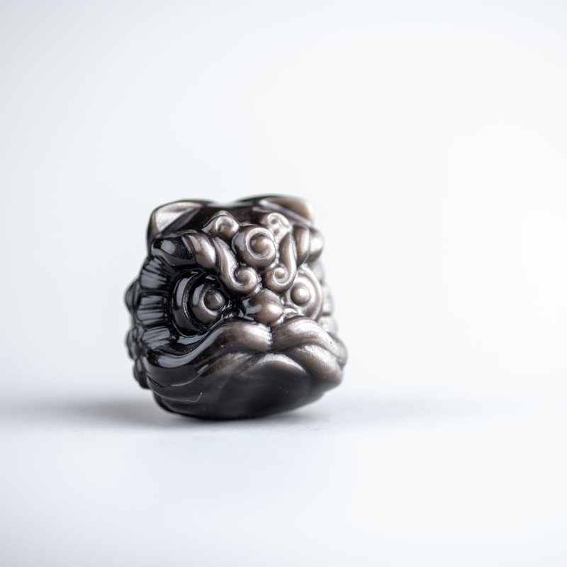 銀曜石招財辟邪醒獅 | 招財防小人水晶擺件 | 天然水晶禮物 - 擺飾/家飾品 - 半寶石 黑色