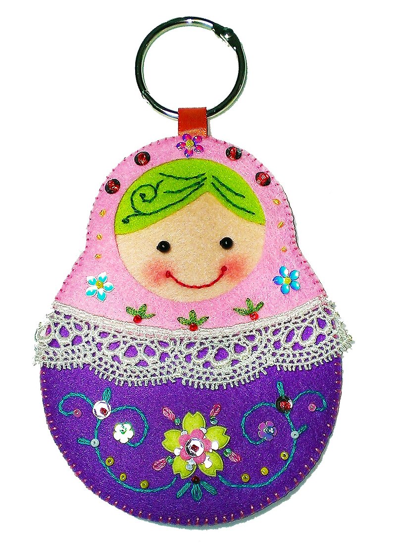 Easy Travel Card Cover - Russian Doll/Pink Purple - ที่ใส่บัตรคล้องคอ - วัสดุกันนำ้ สึชมพู