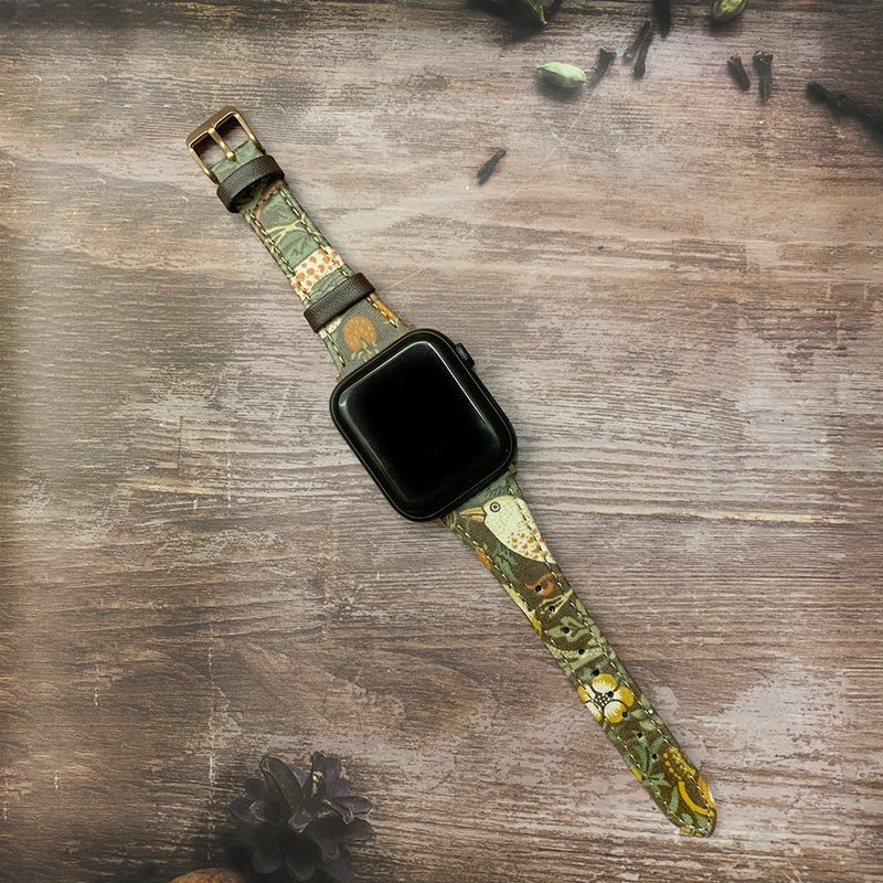 Apple Watch 38/40/41mm  BEST OF MORRIS 限量聯名款錶帶 - 棕色 - 錶帶 - 棉．麻 綠色