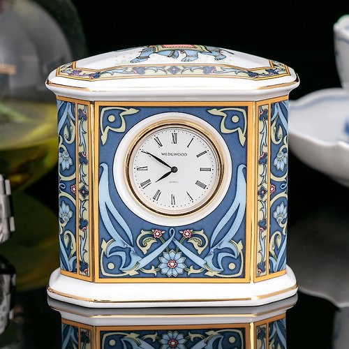 擎上閣裝飾藝術 英國製Wedgwood精典藍象 骨瓷時鐘陶瓷鐘 桌鐘座鐘書房臥室擺飾