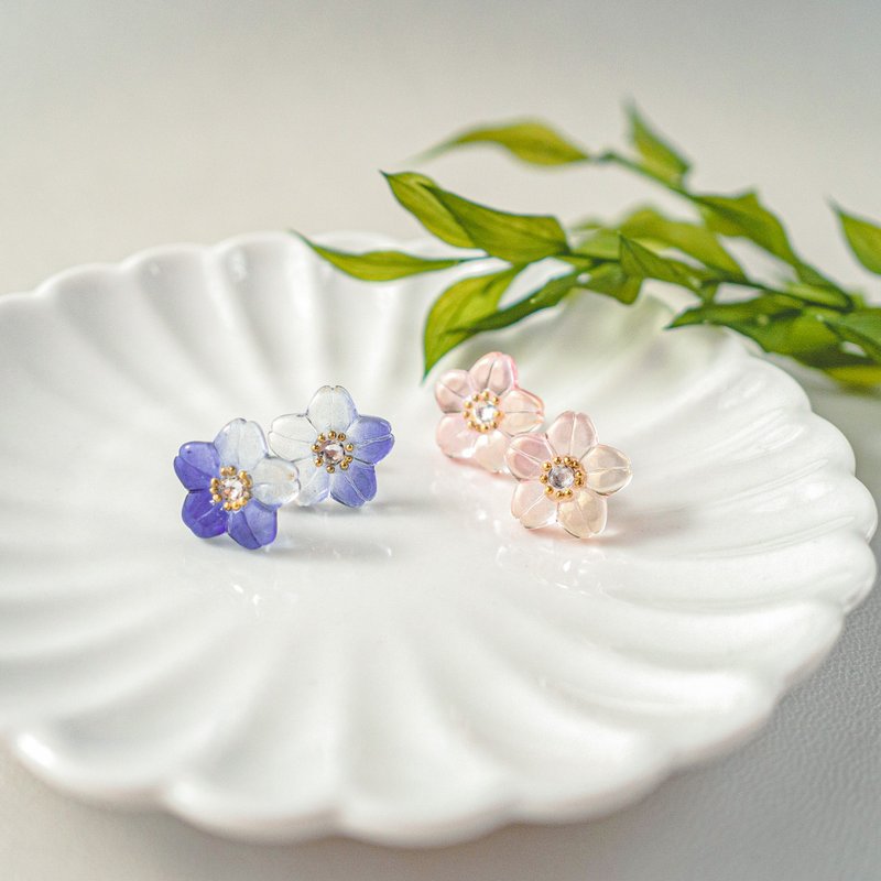 Glass Earrings & Clip-ons Blue - glass cherry blossom Czech beads earrings