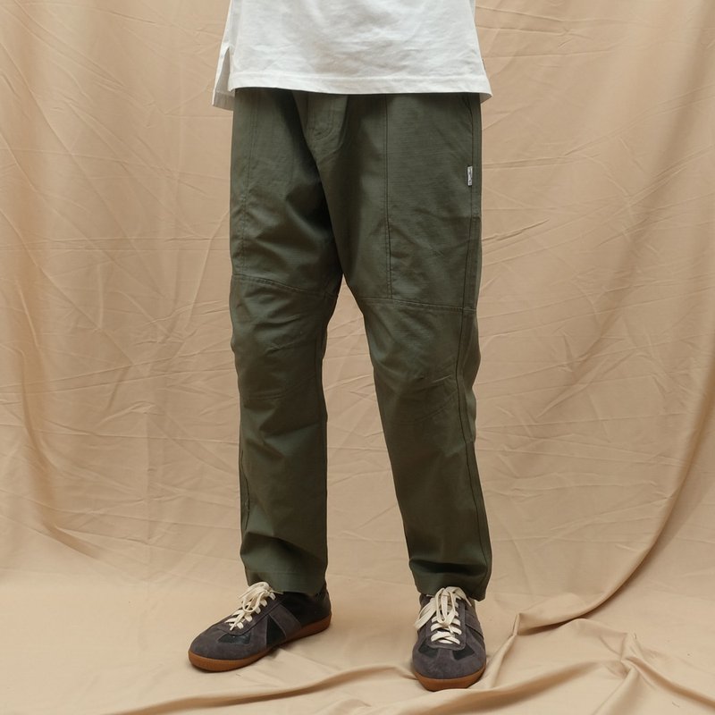 寬版工裝褲 Wide Worker Pants/簡約/素色/情侶服/長褲/寬褲/ - 男裝工人褲/長褲/牛仔褲 - 棉．麻 綠色