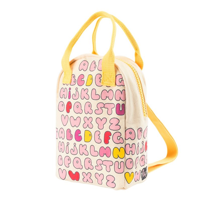 Canada fluf organic cotton [portable backpack] - bubble letters - กระเป๋าเป้สะพายหลัง - ผ้าฝ้าย/ผ้าลินิน สึชมพู