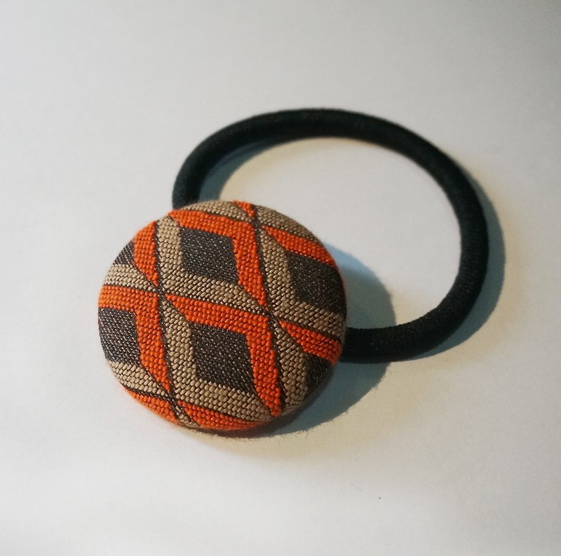 Sienna bag buckle elastic black hair tie black bracelet - เครื่องประดับผม - ผ้าฝ้าย/ผ้าลินิน สีส้ม