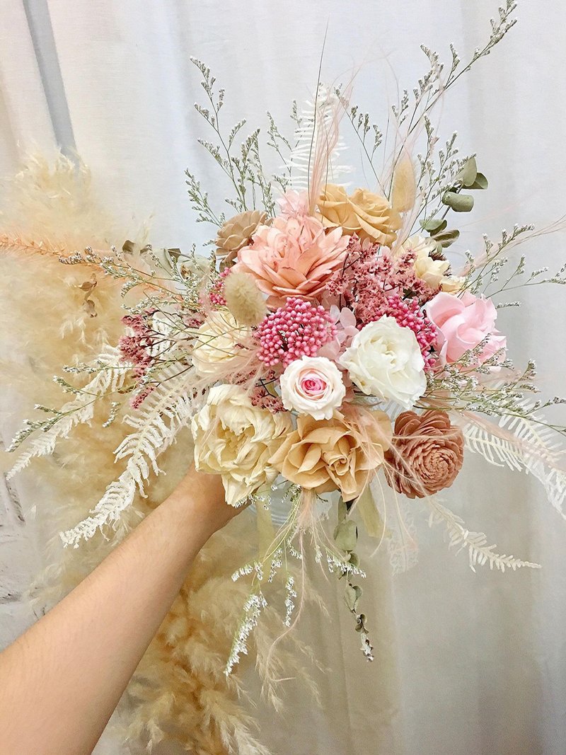 捧花【裸粉世家】結婚捧花 乾燥花束 花束 求婚捧花 新娘捧花 - 乾燥花/永生花 - 植物．花 