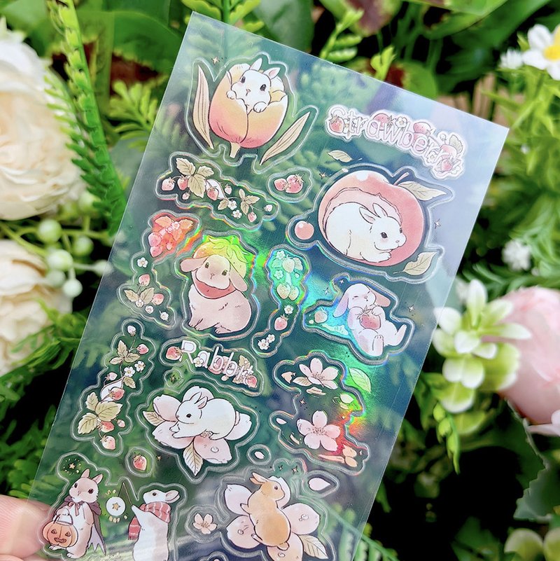 綿綿兔花園 咕卡貼紙 手帳裝飾素材 - 貼紙 - 其他材質 多色