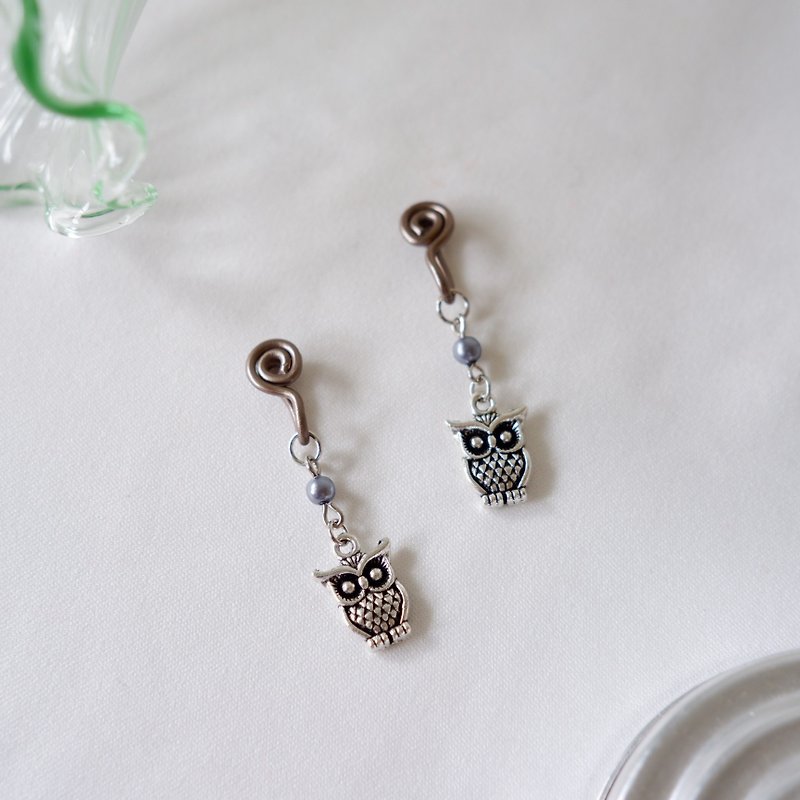 owl comfortable ear clip - Earrings & Clip-ons - Other Metals Silver