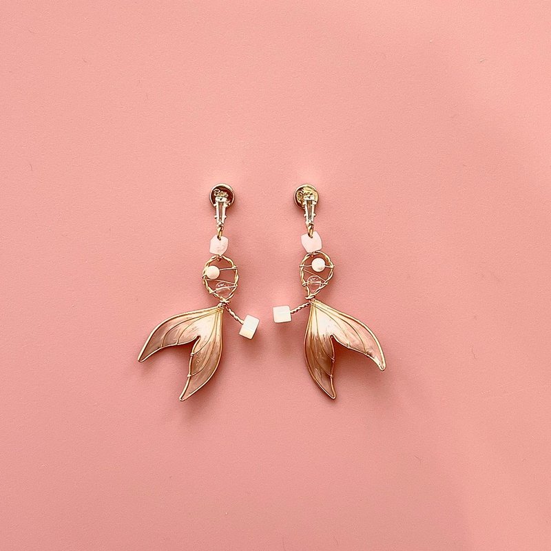 粉紅夢境 | Pink Reverie - 耳環/耳夾/耳骨夾 - 樹脂 粉紅色