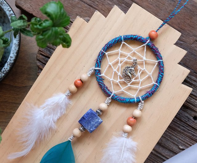 DIY Dreamcatcher kit set (Lapis lazuli) - Shop Mishtar Knitting,  Embroidery, Felted Wool & Sewing - Pinkoi