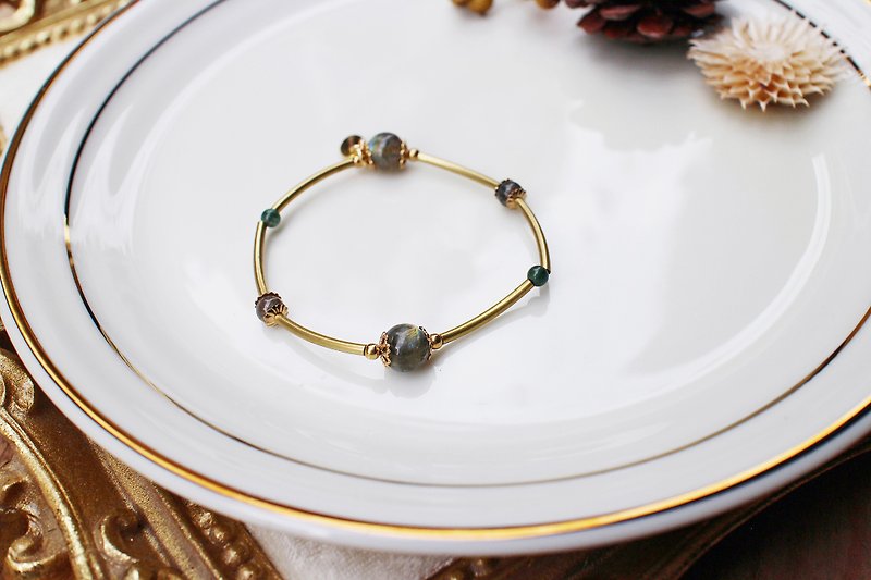 <Slow temperature natural stone series> C1096 elongated stone bracelet - Bracelets - Gemstone 