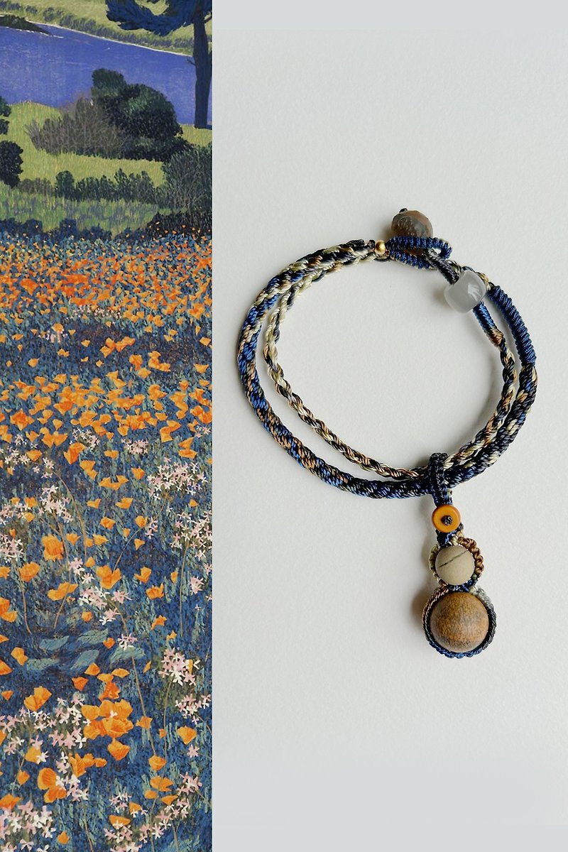 Chunqiu Original | Courage | Fully handmade kumihimo| Lucky bracelet pendant can be worn as a clavicle chain - สร้อยข้อมือ - หิน 