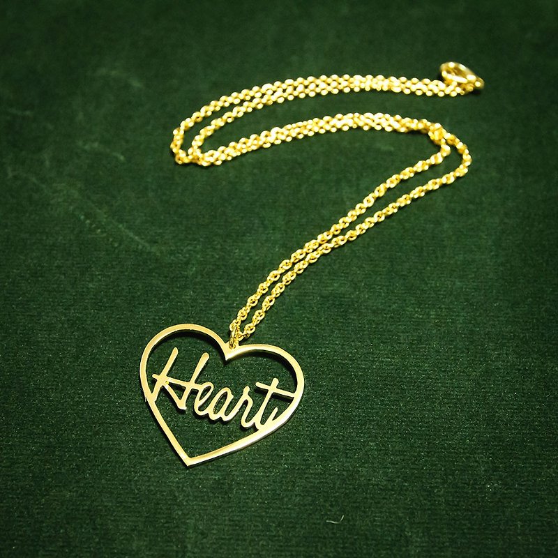 Custom name necklace in heart shape pendant gold plate - สร้อยคอ - ทองแดงทองเหลือง สีทอง