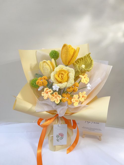 Faya 毛線永生花｜鉤織小物 金牛座專屬生日花束 編織花 鉤織花 針織花 生日花束七夕