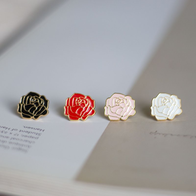 Rose gold outline earrings Clip-On Valentine's Day gift gift carton packaging birthday gift - Earrings & Clip-ons - Enamel Pink