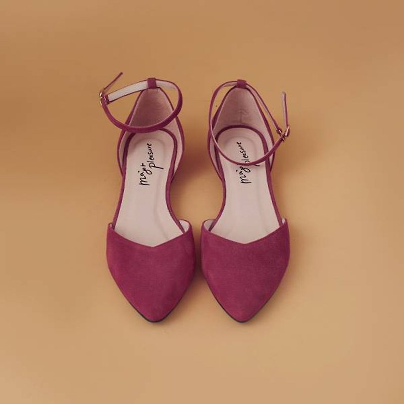 Elegant everyday shoes! Inverted V-shaped thin ankle lace-up shoes crimson-full leather MIT handmade in Taiwan - รองเท้าลำลองผู้หญิง - หนังแท้ สีแดง