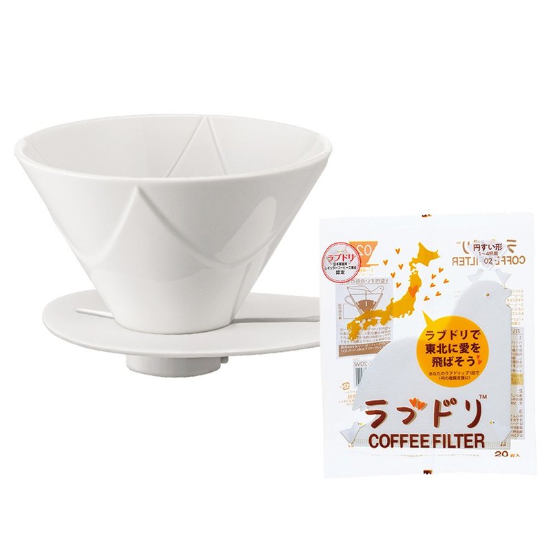 HARIO V60 Magnet 01 Infinity Filter Cup with Love Dove Filter Paper/VDMU-02-CW - เครื่องทำกาแฟ - ดินเผา ขาว