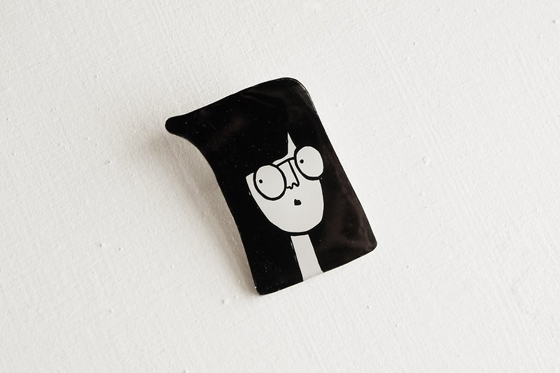 Miss Hairy Collection / Black and White Brooch/ H014 - Brooches - Acrylic Black