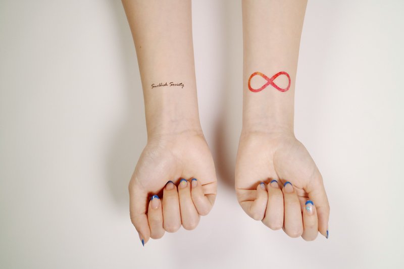Deerhorn design / Deerhorn tattoo tattoo sticker infinity rendering red handwritten text - Temporary Tattoos - Paper Red