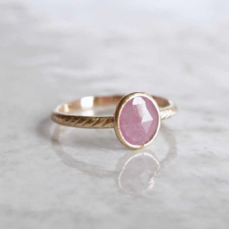 Sapphire carved ring  OP739K10 - 戒指 - 其他金屬 粉紅色