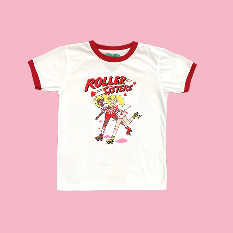Roller twins T-shirt - T 恤 - 其他材質 紅色