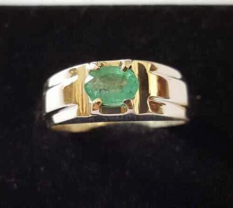 Mens Natural Emerald Ring Emerald Band for Men Real Emerald Ring Panjsher ring - 戒指 - 寶石 綠色