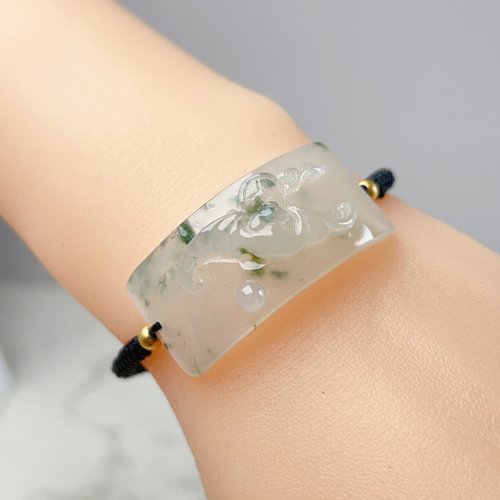 瓔珞珠寶盒 E.L.Jewelry Box 冰種飄花翡翠福牌編織手鍊 | 天然緬甸玉A貨翡翠 | 送禮