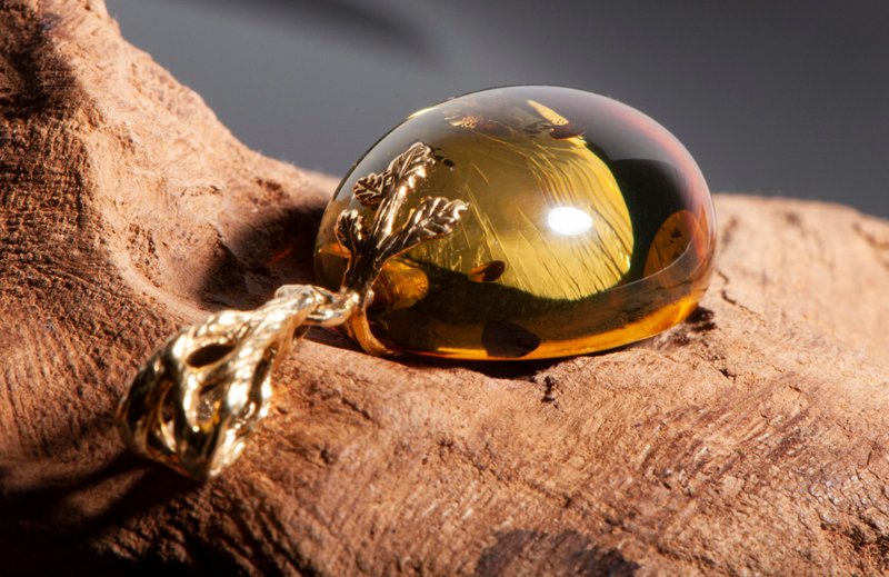 Luxury Amber Pendant with Unique Natural Ukrainian Charm - Necklaces - Semi-Precious Stones Gold