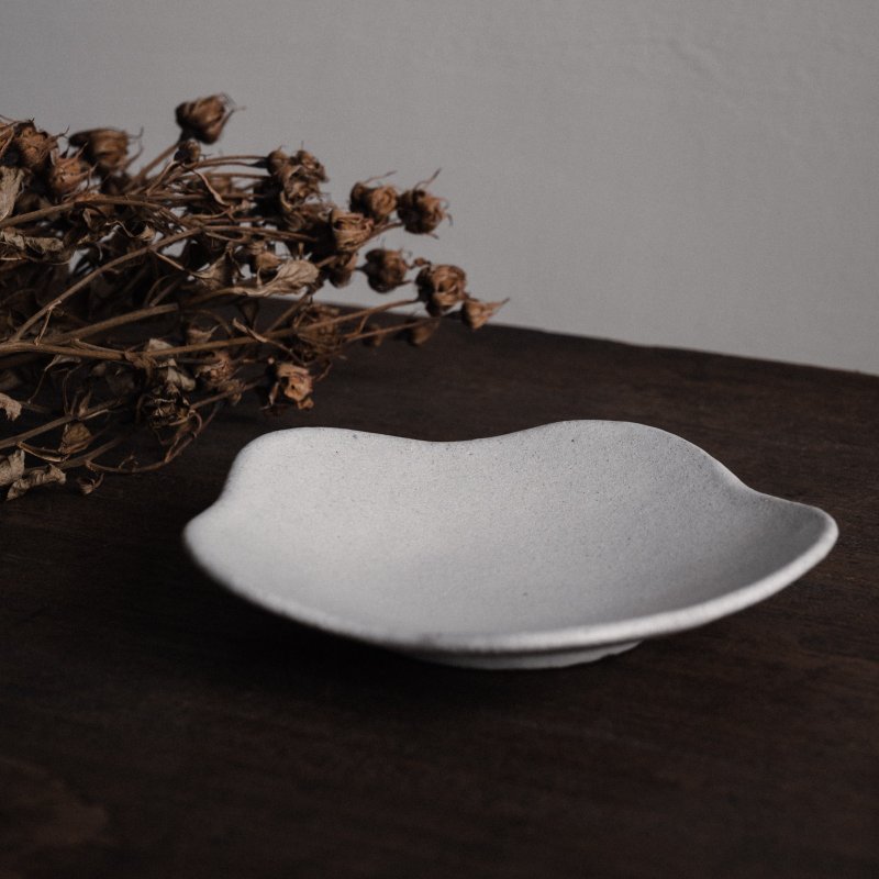 花淺皿  踏雪 - 盤子/餐盤/盤架 - 陶 