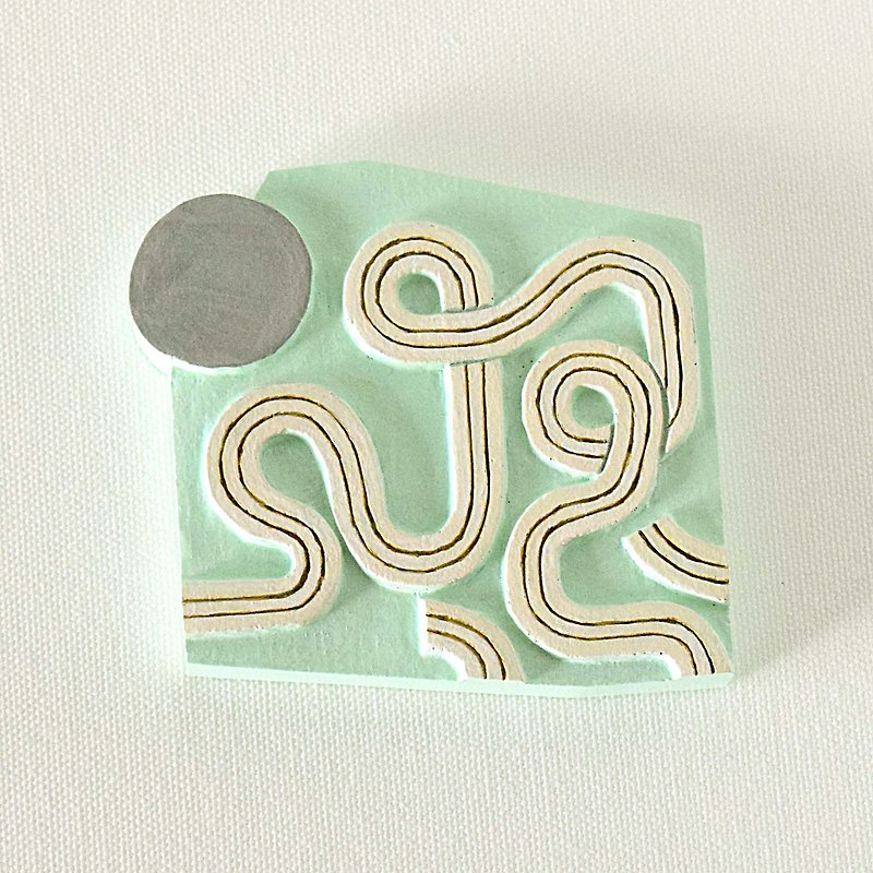 Artdecoハンドミラーミニ（朝霧 - 緑） - メイク道具・鏡・ブラシ - プラスチック グリーン