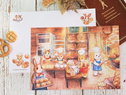 Maruco小畫室 動物烘焙坊-雙面大畫卡
