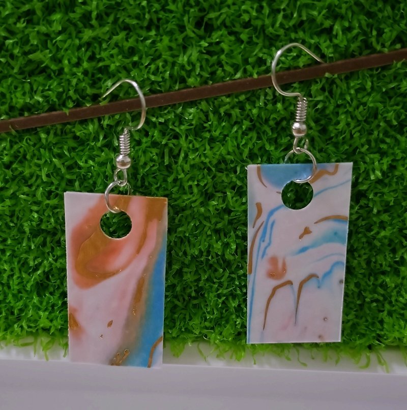 Paper tape Stone series. Colored rectangle - Earrings & Clip-ons - Eco-Friendly Materials Multicolor