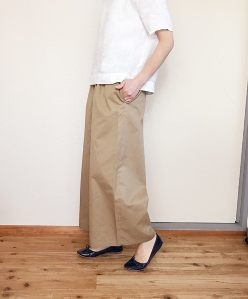 Pinkoi Proxy Purchase - Cotton wide pants, 9/10 length, beige - Women's Pants - Cotton & Hemp 