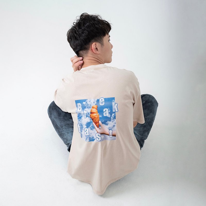 Croissant printed washed T-shirt - Men's T-Shirts & Tops - Cotton & Hemp Khaki