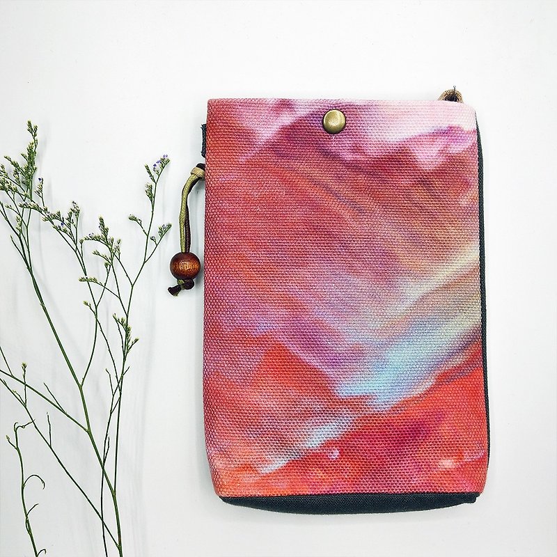 easy go -  shoulder bag - กระเป๋าแมสเซนเจอร์ - ผ้าฝ้าย/ผ้าลินิน สีแดง