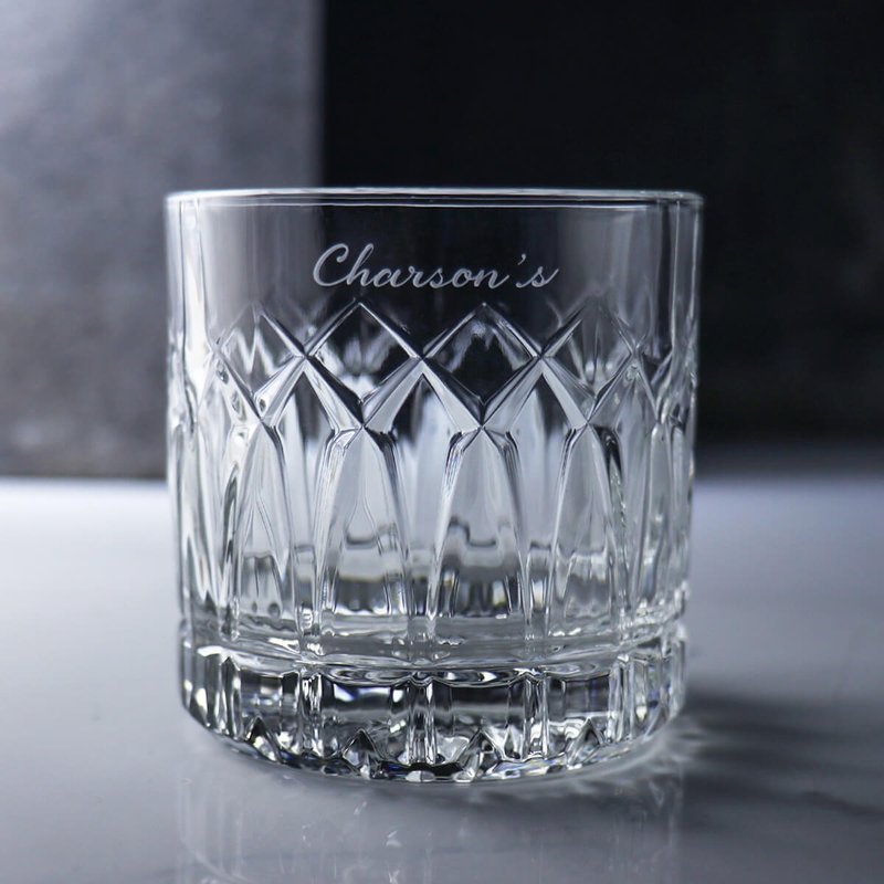 350cc [Goethe Renaissance] Diamond Carved Whiskey Glass - Bar Glasses & Drinkware - Glass Transparent