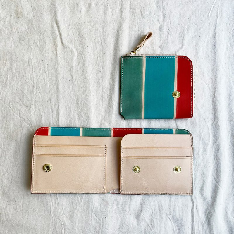 植鞣革短夾_4卡層_可拆零錢袋_茄芷傳統三色 - 錢包/皮夾/長短夾 - 真皮 多色
