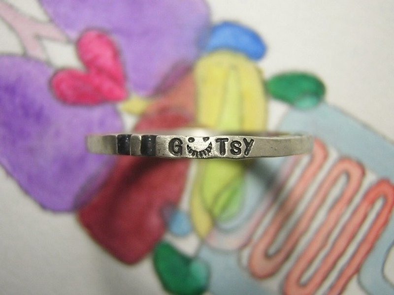 GuTsy ( mille-feuille ) ( engraved stamped message sterling silver jewelry ring  内脏 骨气 勇气 斗志 胆量 毅力 刻印 雕刻 銀 戒指 指环 ) - General Rings - Other Metals 