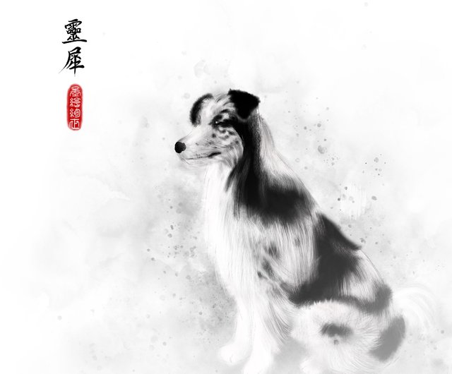 ペット　犬　絵　油彩画肖像画　カスタマイズ カスタムペットの肖像画: AI生成, 犬, 猫, 油絵, 鉛筆画, 中国画