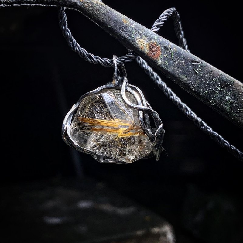 天然礦石 /鈦晶/鈦金項鍊 - 項鍊 - 純銀 金色