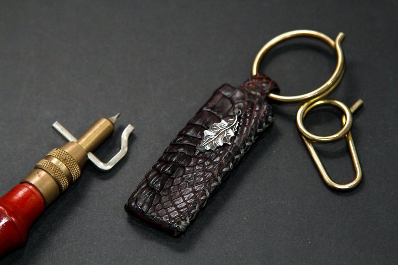 Genuine crocodile leather key chain - ที่ห้อยกุญแจ - หนังแท้ สีนำ้ตาล
