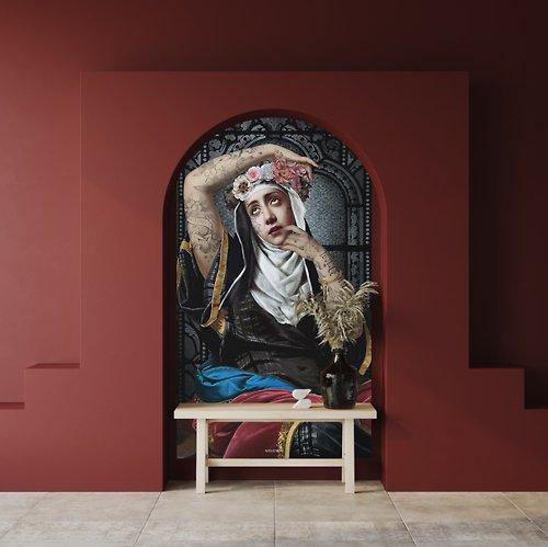 MAISON de MEY 法國VOGLIO BENE 聖麗塔 超大型掛畫/掛布/壁掛/裝飾畫 文藝復興