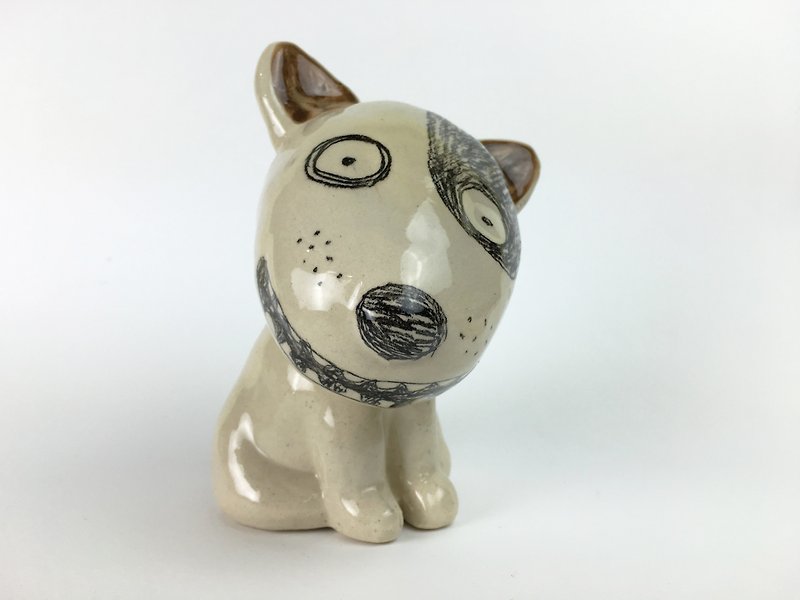 Nice Little Clay handmade dog - ของวางตกแต่ง - ดินเผา ขาว