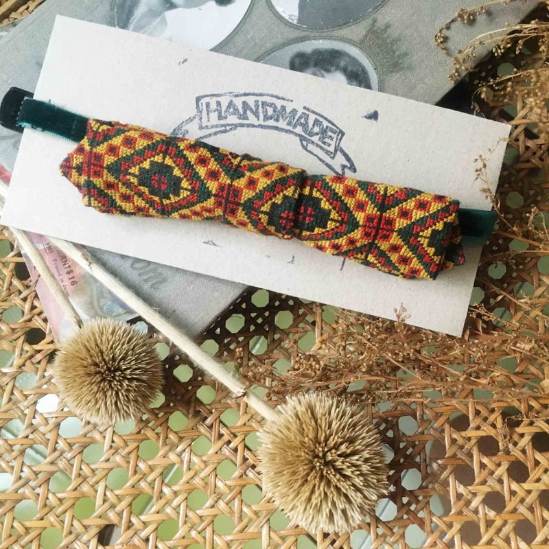 Marriage Graduation Gift - Antique Cloth Tie Tie Handmade Bow Tie - Jamaica Yellow - Narrow Edition - Bow Ties & Ascots - Other Man-Made Fibers Orange