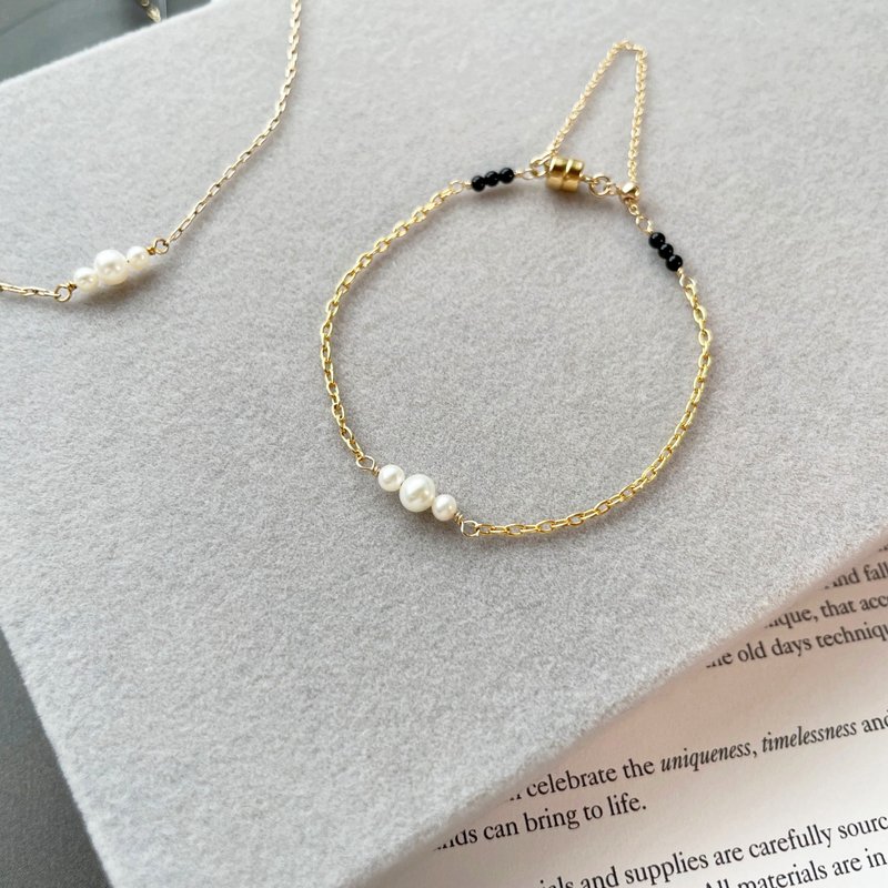 永恆 珍珠磁扣手鍊 14K Gold-Filled - 手鍊/手環 - 珍珠 白色