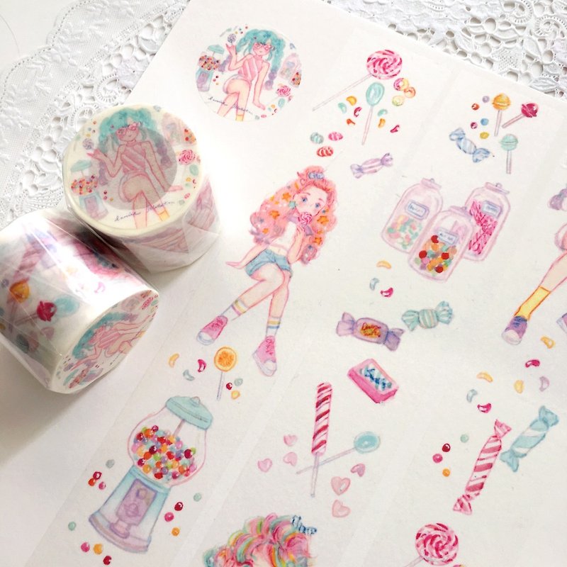 Rainbow Candy Masking-tape - มาสกิ้งเทป - กระดาษ ขาว
