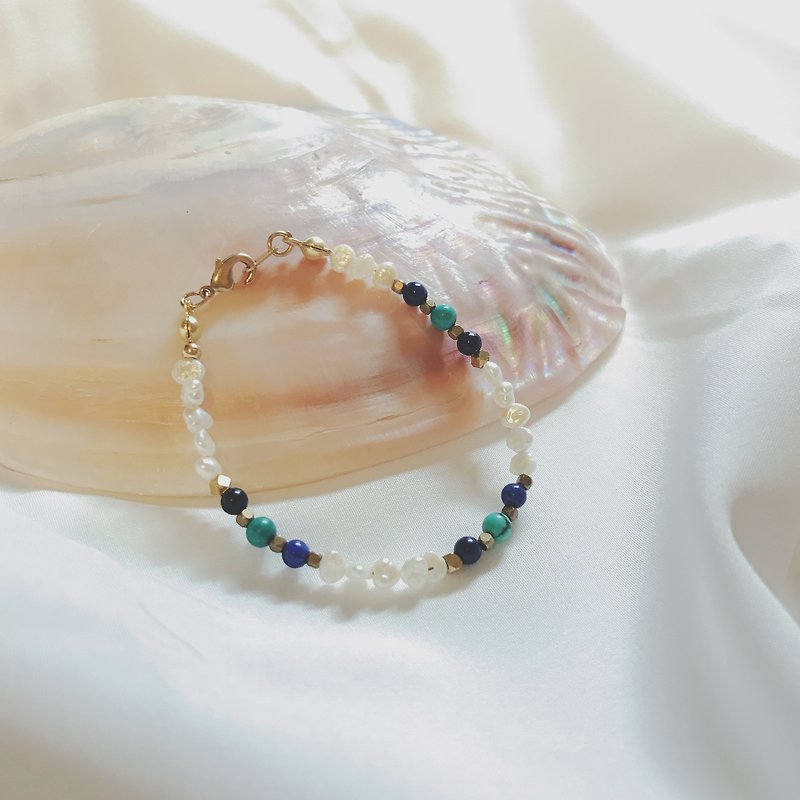 No beam _ meticulous pearl natural stone brass bracelet - Bracelets - Gemstone 