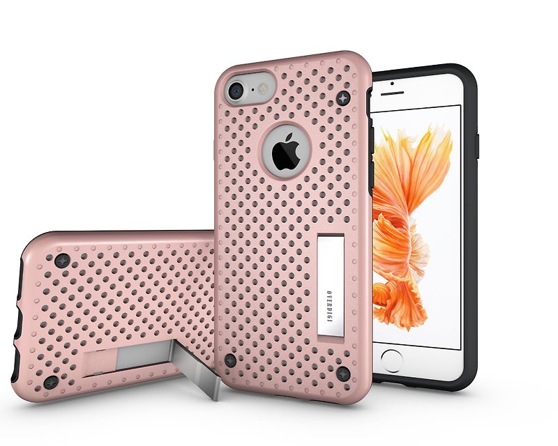 OVERDIGI iPhone7 4.7” 二合一立式全包覆雙料防摔保護殼 玫瑰金 - 其他 - 塑膠 粉紅色