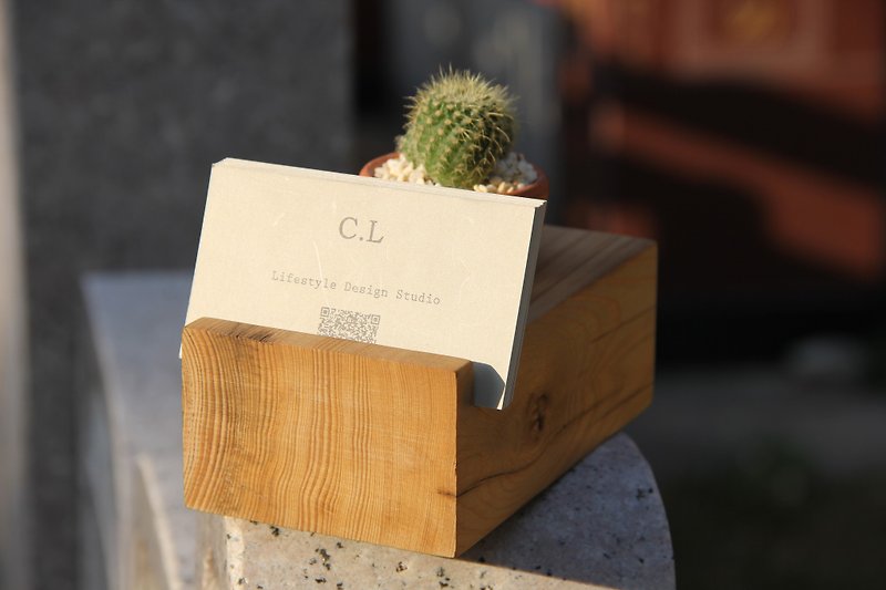 "CL Studio" [minimalist style cypress wood mobile phone holder / business card holder] C-24 - Folders & Binders - Wood 