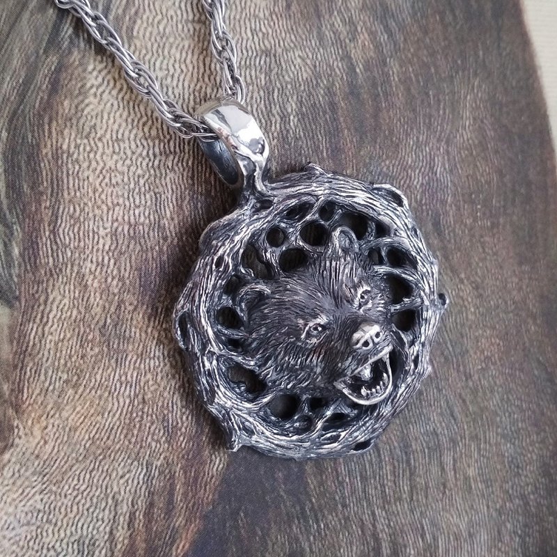 Silver Bear Pendant.Bear Pendant.Silver Bear Jewelry.Bear charm.Bear jewelry. - 項鍊 - 純銀 銀色