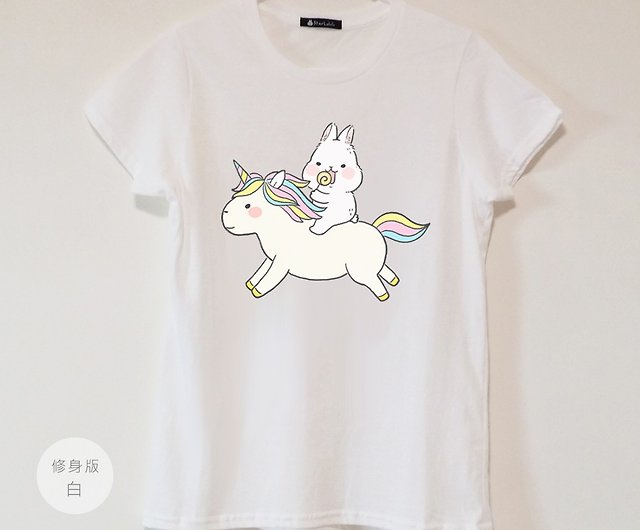 ホワイトラビットライディングユニコーン オリジナルイラストtシャツ 半袖トップス ショップ Starlululu Tシャツ Pinkoi